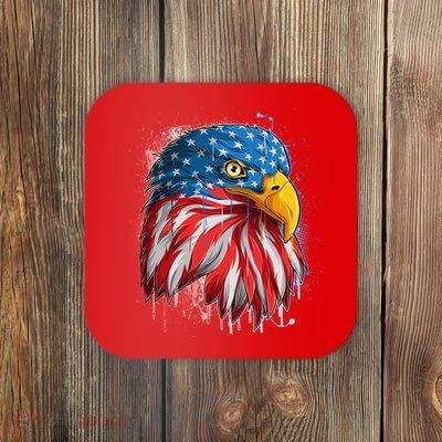 Paint Splatter USA American Flag Eagle Head Coaster