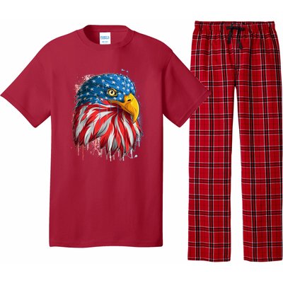 Paint Splatter USA American Flag Eagle Head Pajama Set