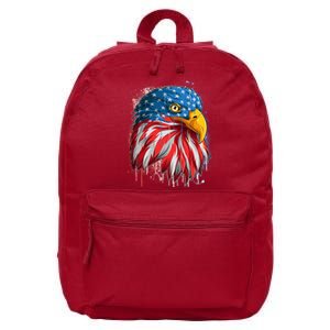 Paint Splatter USA American Flag Eagle Head 16 in Basic Backpack