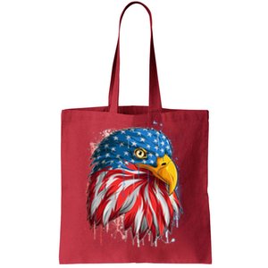 Paint Splatter USA American Flag Eagle Head Tote Bag