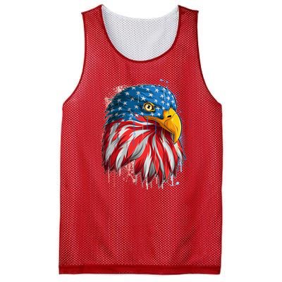 Paint Splatter USA American Flag Eagle Head Mesh Reversible Basketball Jersey Tank