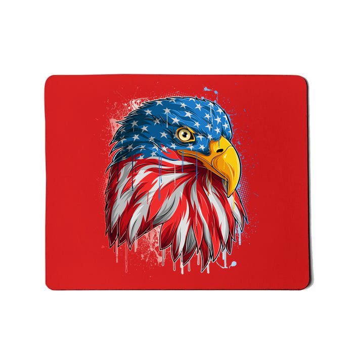 Paint Splatter USA American Flag Eagle Head Mousepad