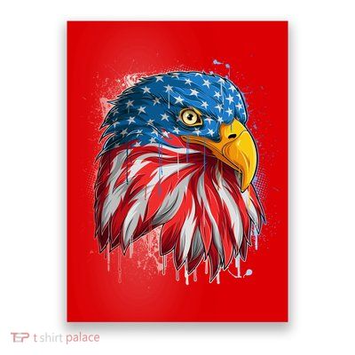 Paint Splatter USA American Flag Eagle Head Poster