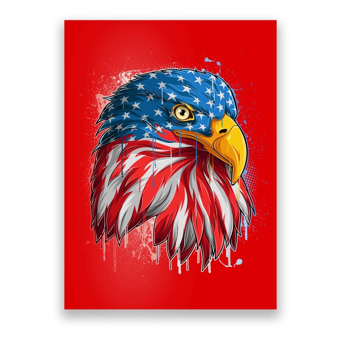 Paint Splatter USA American Flag Eagle Head Poster