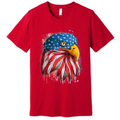 Paint Splatter USA American Flag Eagle Head Premium T-Shirt