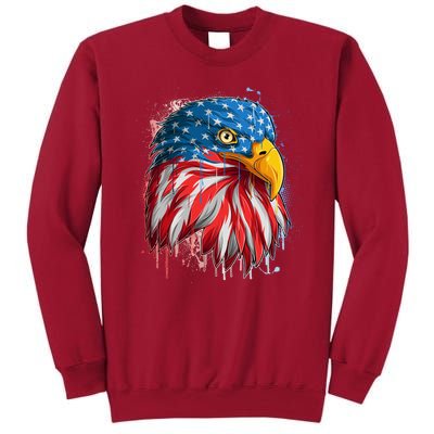 Paint Splatter USA American Flag Eagle Head Tall Sweatshirt