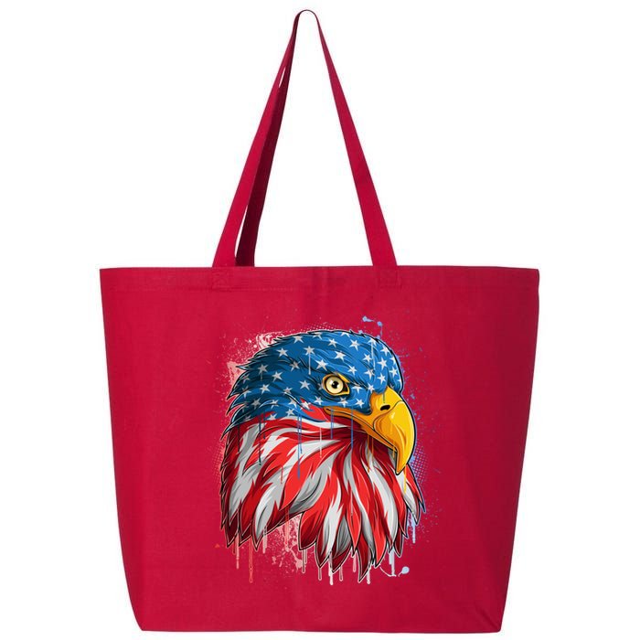 Paint Splatter USA American Flag Eagle Head 25L Jumbo Tote