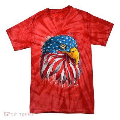 Paint Splatter USA American Flag Eagle Head Tie-Dye T-Shirt