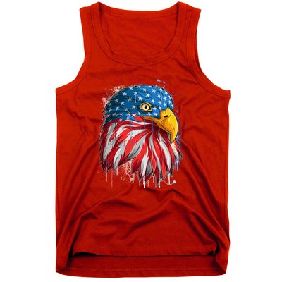 Paint Splatter USA American Flag Eagle Head Tank Top