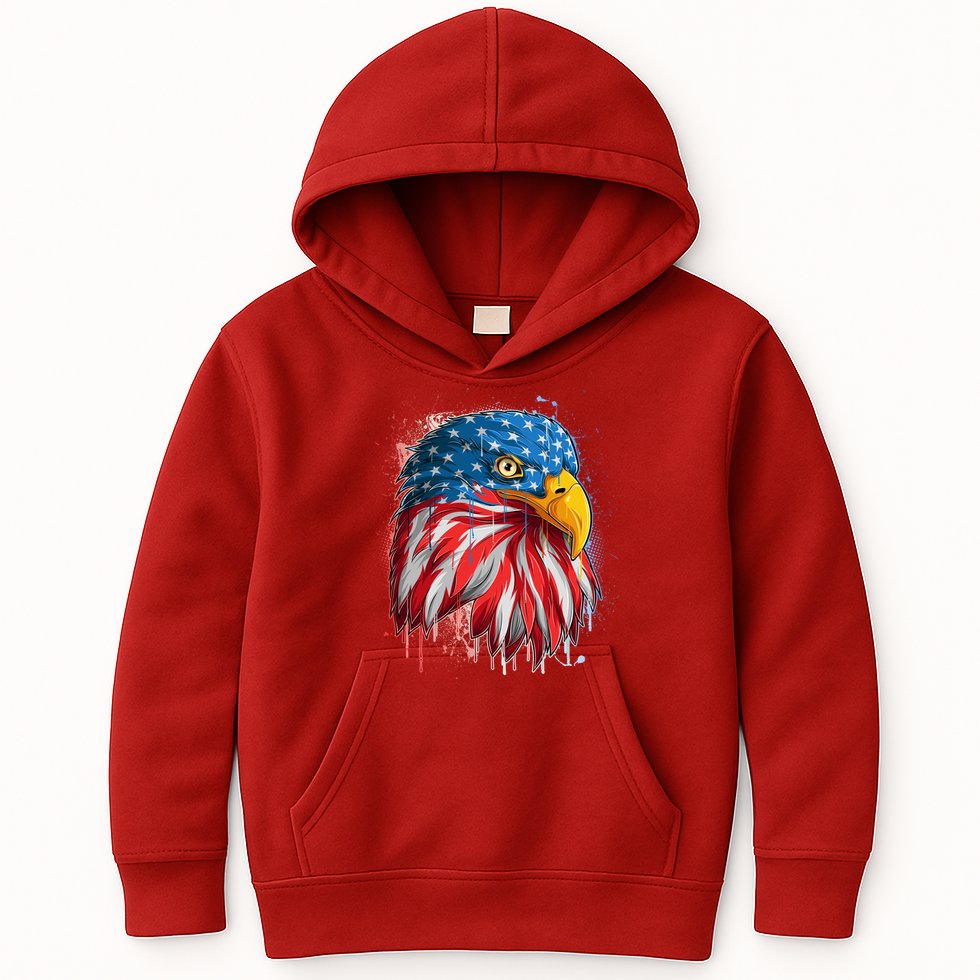 Paint Splatter USA American Flag Eagle Head Kids Hoodie