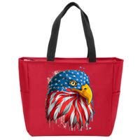 Paint Splatter USA American Flag Eagle Head Zip Tote Bag