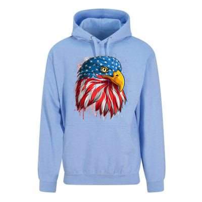 Paint Splatter USA American Flag Eagle Head Unisex Surf Hoodie