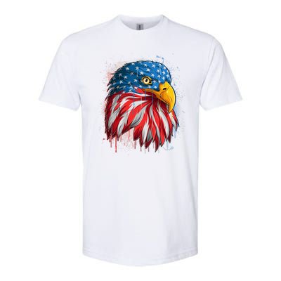 Paint Splatter USA American Flag Eagle Head Softstyle® CVC T-Shirt