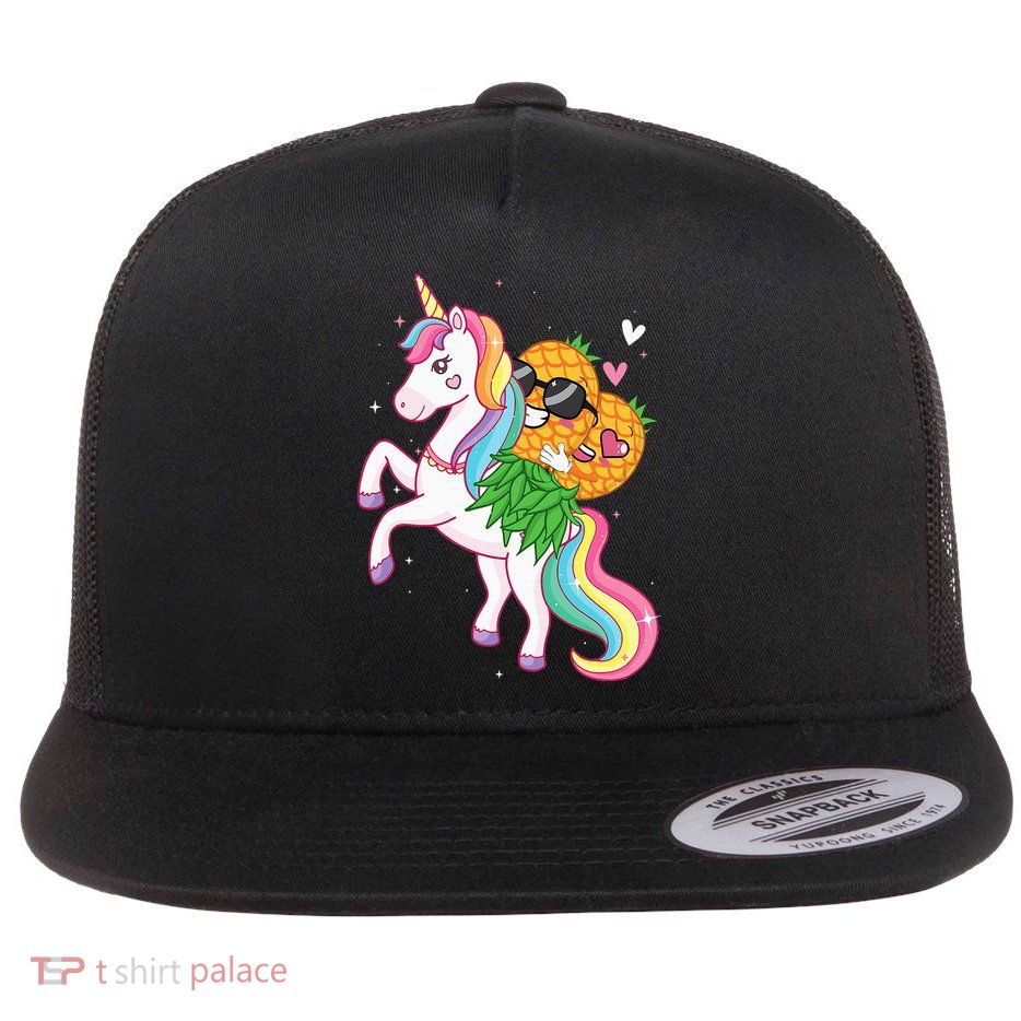 Pineapple Swinger Unicorn  Swinging Lifestyle Polyamory Flat Bill Trucker Hat