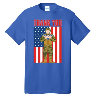 Proud Soldier United States Thank You Us Flag Memorial Day Gift Tall T-Shirt