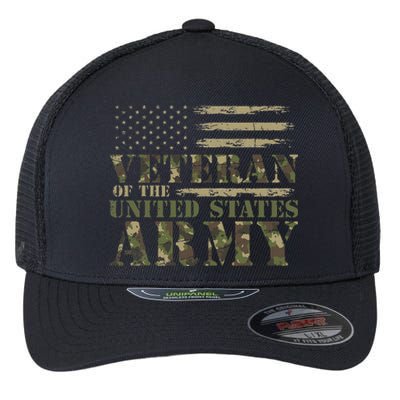 Proud Soldier United States Army USA Flag Camouflage Veteran Flexfit Unipanel Trucker Cap