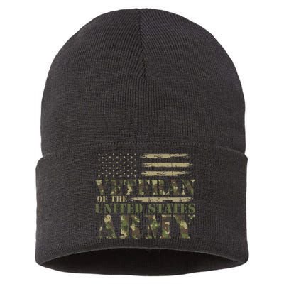 Proud Soldier United States Army USA Flag Camouflage Veteran Sustainable Knit Beanie