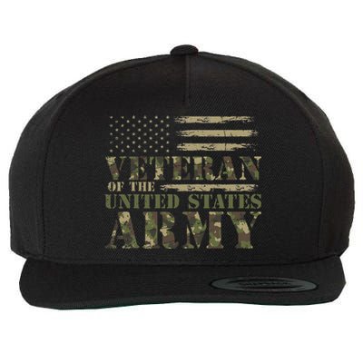 Proud Soldier United States Army USA Flag Camouflage Veteran Wool Snapback Cap