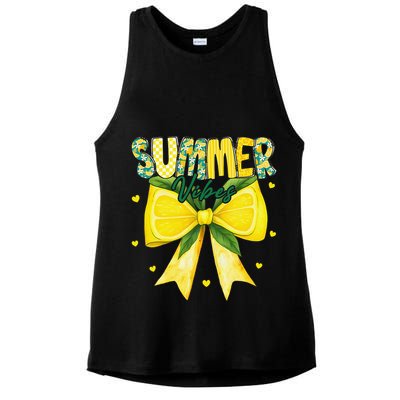 Preppy Summer Vibes Lemon Bow Girly Summer Ladies PosiCharge Tri-Blend Wicking Tank