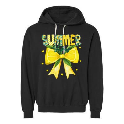 Preppy Summer Vibes Lemon Bow Girly Summer Garment-Dyed Fleece Hoodie