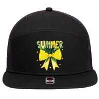 Preppy Summer Vibes Lemon Bow Girly Summer 7 Panel Mesh Trucker Snapback Hat