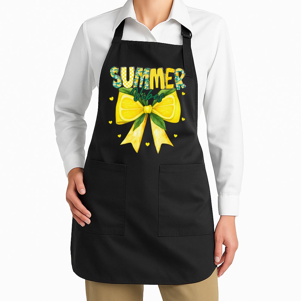 Preppy Summer Vibes Lemon Bow Girly Summer Apron