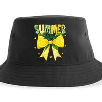 Preppy Summer Vibes Lemon Bow Girly Summer Sustainable Bucket Hat