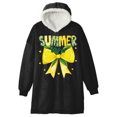 Preppy Summer Vibes Lemon Bow Girly Summer Hooded Wearable Blanket