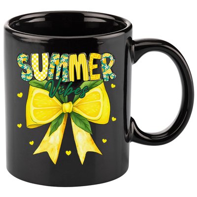 Preppy Summer Vibes Lemon Bow Girly Summer 11oz C Handle Ceramic Mug