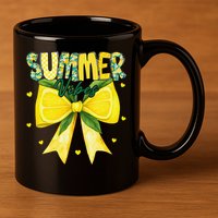 Preppy Summer Vibes Lemon Bow Girly Summer 11oz C Handle Ceramic Mug