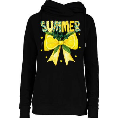 Preppy Summer Vibes Lemon Bow Girly Summer Womens Funnel Neck Pullover Hood