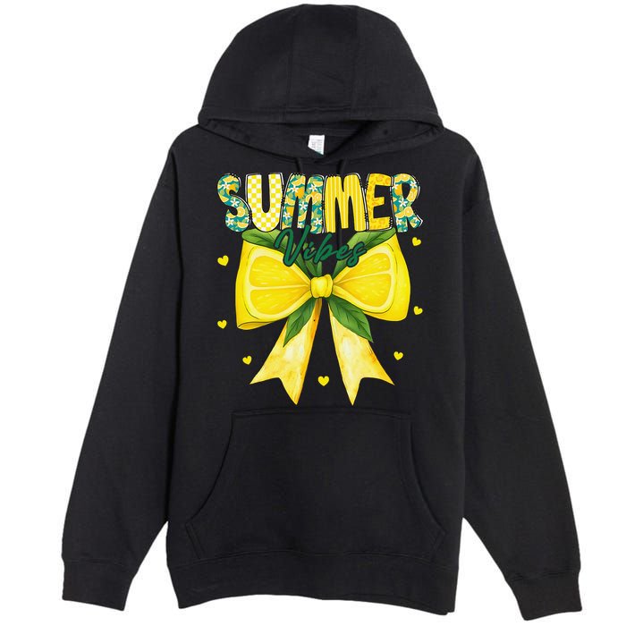 Preppy Summer Vibes Lemon Bow Girly Summer Premium Pullover Hoodie