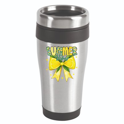 Preppy Summer Vibes Lemon Bow Girly Summer 16oz Travel Tumbler