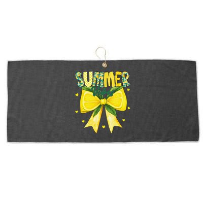 Preppy Summer Vibes Lemon Bow Girly Summer Large Microfiber Waffle Golf Towel