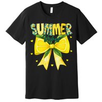 Preppy Summer Vibes Lemon Bow Girly Summer Premium T-Shirt