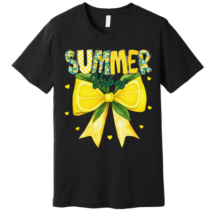Preppy Summer Vibes Lemon Bow Girly Summer Premium T-Shirt