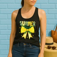 Preppy Summer Vibes Lemon Bow Girly Summer Womens Tank Top