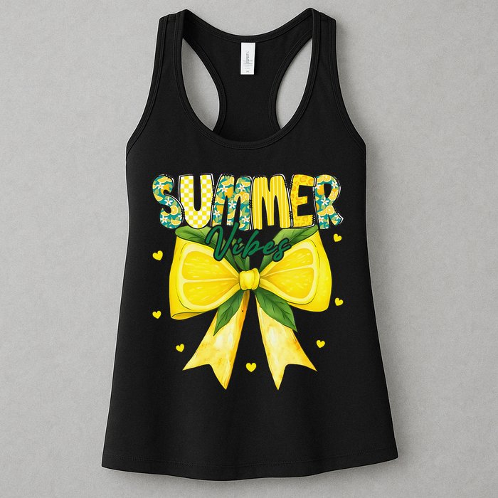 Preppy Summer Vibes Lemon Bow Girly Summer Womens Tank Top