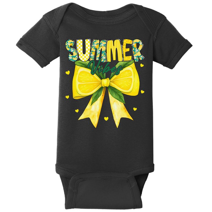 Preppy Summer Vibes Lemon Bow Girly Summer Baby Bodysuit