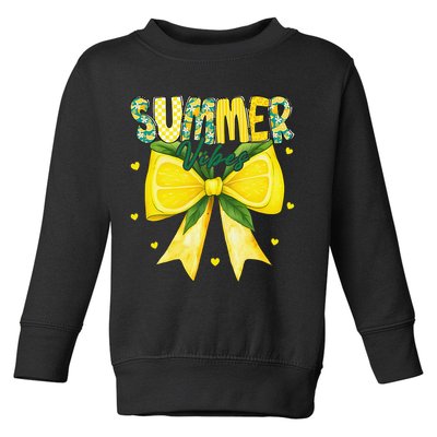 Preppy Summer Vibes Lemon Bow Girly Summer Toddler Sweatshirt
