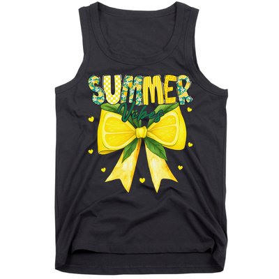 Preppy Summer Vibes Lemon Bow Girly Summer Tank Top