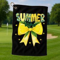 Preppy Summer Vibes Lemon Bow Girly Summer Golf Towel