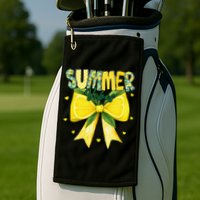 Preppy Summer Vibes Lemon Bow Girly Summer Golf Towel