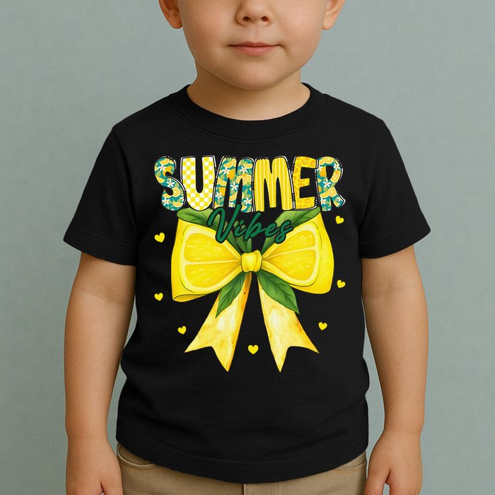 Preppy Summer Vibes Lemon Bow Girly Summer Toddler T-Shirt