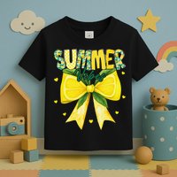 Preppy Summer Vibes Lemon Bow Girly Summer Toddler T-Shirt