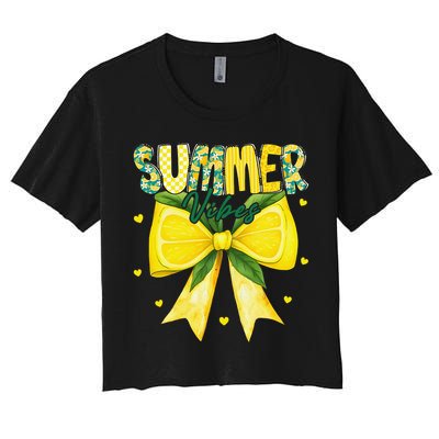 Preppy Summer Vibes Lemon Bow Girly Summer Crop Top