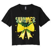 Preppy Summer Vibes Lemon Bow Girly Summer Crop Top