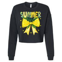 Preppy Summer Vibes Lemon Bow Girly Summer Cropped Pullover Crew