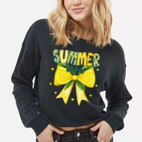 Preppy Summer Vibes Lemon Bow Girly Summer Cropped Pullover Crew