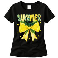 Preppy Summer Vibes Lemon Bow Girly Summer Womens T-Shirt